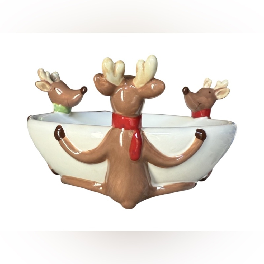 St. Nicholas Square Reindeer Games Ceramic Candy Dish - 7” x 3.5”
